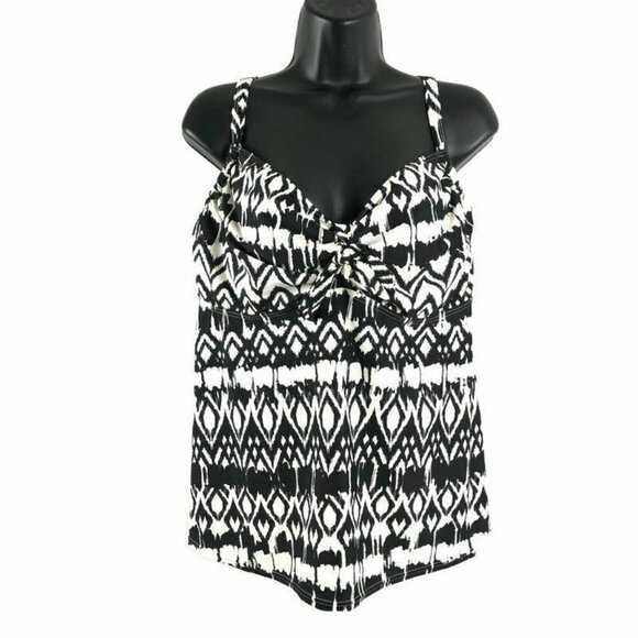 Swimsuits For All Tankini Swim Top Black White - Picture 1 of 8